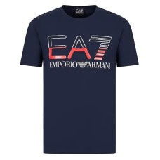 EA7 Emporio Armani T-shirt a maniche corte Blu da Uomo con logo a contrasto