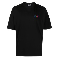 EA7 Emporio Armani T-shirt da Uomo Nera con logo a contrasto 