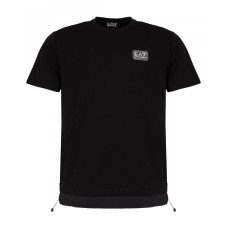 EA7 Emporio Armani T-shirt nera a maniche corte da Uomo con logo a contrasto 