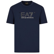EA7 Emporio Armani T-shirt a maniche corte Blu da Uomo con logo a contrasto 