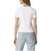 Chiara Ferragni T-shirt bianca in jersey di cotone a manica corta con maxi LOGOMANIA in strass 