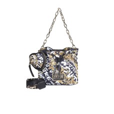Versace Jeans Couture Borsa a Secchiello Nera con stampa Logo Space Couture 