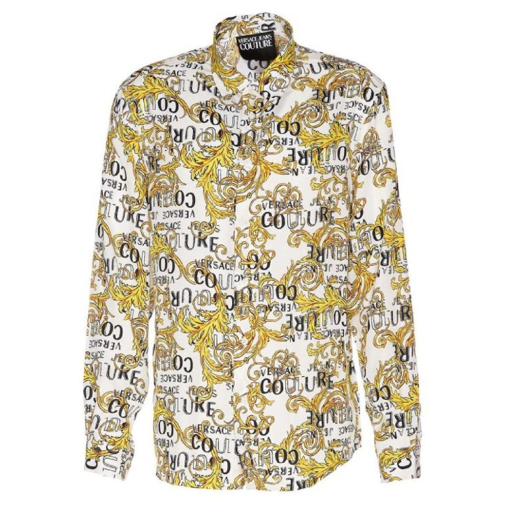 Versace Jeans Couture Camicia bianca da Uomo con stampa logo all over