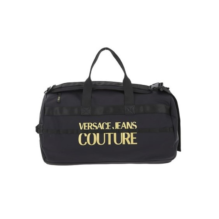 Versace Jeans Couture Borsone in Nylon Nero con doppi manici e spallacci regolabili