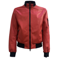 Peuterey Giubbotto in Pelle Rosso da Uomo con logo