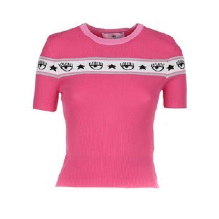 Chiara Ferragni T-shirt a manica corta Fucsia con LOGOMANIA