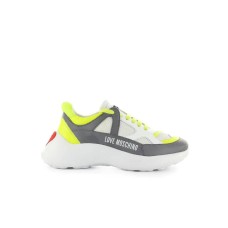 Love Moschino Sneakers da Donna Bianche con inserti giallo fluo