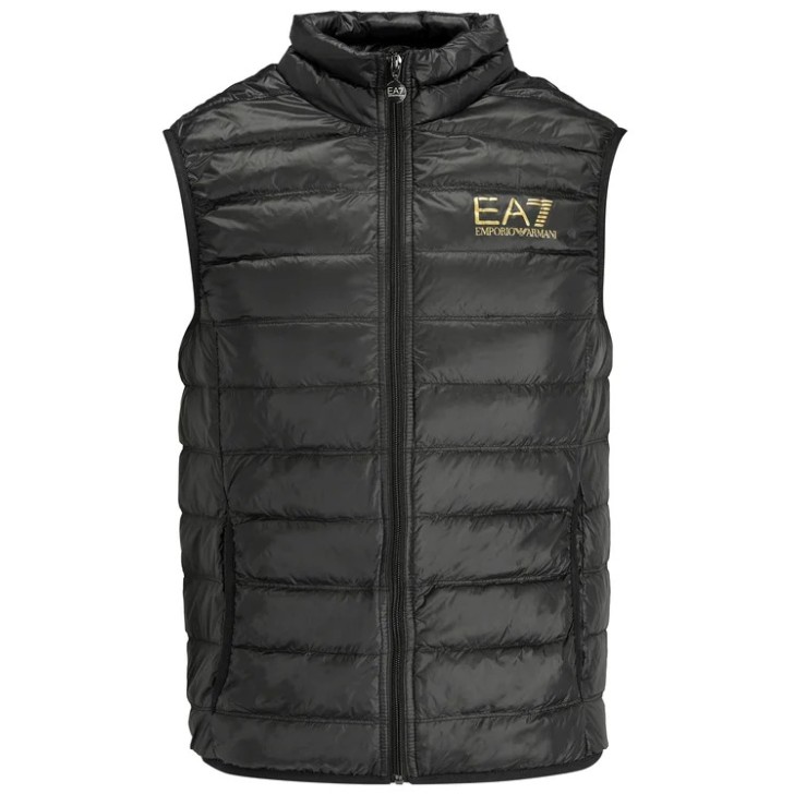 Ea7 Emporio Armani gilet nero con logo oro 