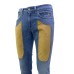 Jeckerson Jeans denim blu cinque tasche con toppe in Alcantara Marrone
