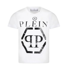 Philipp Plein T-shirt a manica corta bianca con maxi logo stampato