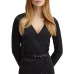 GUESS BY MARCIANO AMALIA LS VCOLLAR BELTED VESTITO NERO DA DONNA INTERAMENTE LOGATO 
