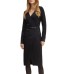 GUESS BY MARCIANO AMALIA LS VCOLLAR BELTED VESTITO NERO DA DONNA INTERAMENTE LOGATO 