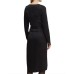 GUESS BY MARCIANO AMALIA LS VCOLLAR BELTED VESTITO NERO DA DONNA INTERAMENTE LOGATO 