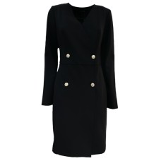 GUESS BY MARCIANO  JODY LS WRAP DRESS NERO DA DONNA CON BOTTONI NELLA PARTE ANTERIORE 