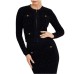 GUESS BY MARCIANO HERMIONE CHENILLE CARDIGAN NERO A MANICA LUNGA CON MONOGRAMMA IN CINIGLIA 