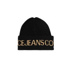 VERSACE JEANS COUTURE CAPPELLO UNISEX BLACK CON LOGO LETTERING GOLD