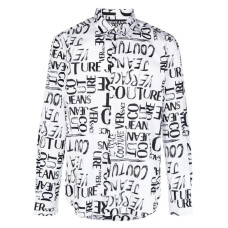 Versace Jeans Couture Camicia Bianca da Uomo con stampa Loco Couture all over di colore nero