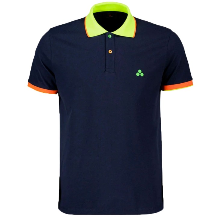 Peuterey Polo Blu da Uomo con inserti fluo