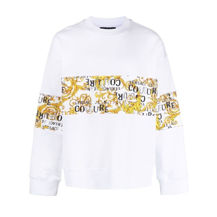 Versace Jeans Couture Felpa da Uomo bianca, caratterizzata da stampa logo Barocco