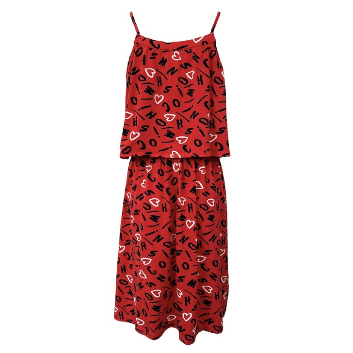 Moschino Couture Abito rosso con stampa lettering All Over