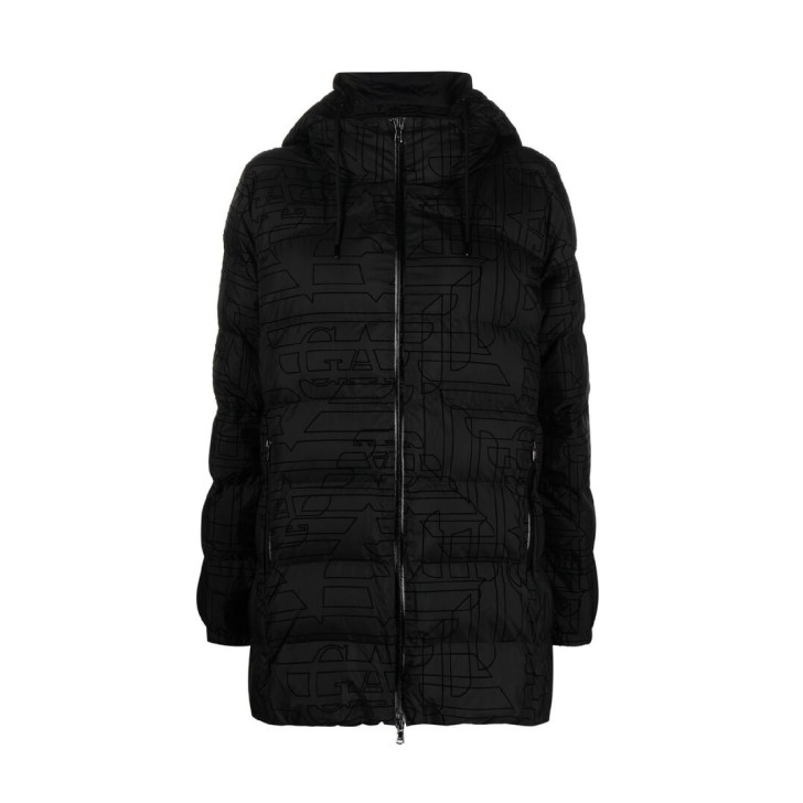 EA7 Emporio Armani Giubbotto Nero da Donna con stampa logo all over 