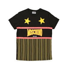 Moschino T-shirt nera a manica corta con stampa e Logo lettering