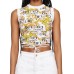 Versace Jeans Couture Top da Donna Bianco a girocollo con stampa Baroque all over
