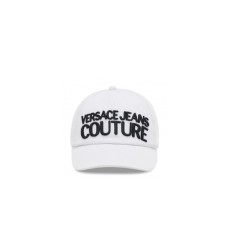 Versace Jeans Couture Cappello Unisex Bianco con logo ricamato nero