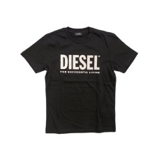 Diesel  T-shirt a girocollo nera con logo lettering 