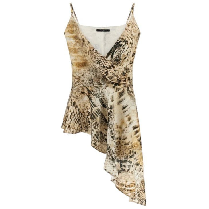 GUESS BY MARCIANO GISELLE TOP ASIMMETRICO ANIMALIER