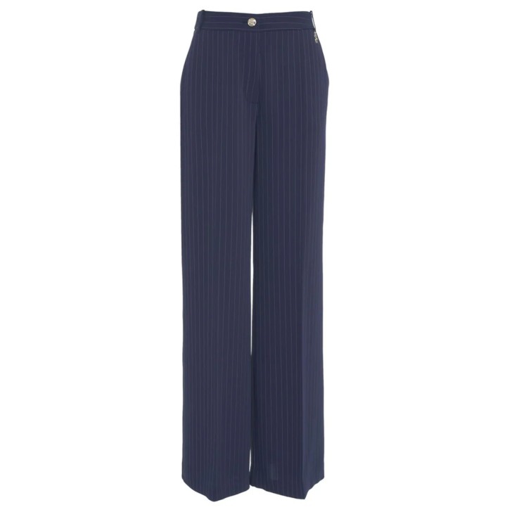 GUESS BY MARCIANO PANTALONE WIDE LEG BLU GESSATO