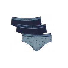 Emporio Armani Set 3 Slip in cotone stretch con vita elastica e logo lettering