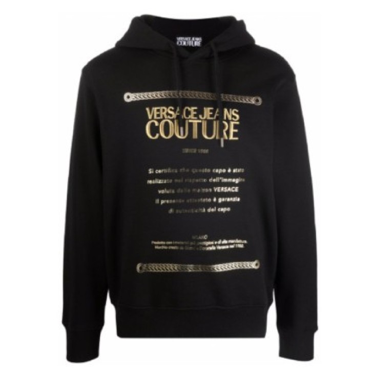 Versace Jeans Couture Felpa Nera con cappuccio da Uomo con Logo 