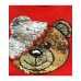 Moschino Couture felpa rossa con logo Teddy in paillettes e logo lettering stampato 