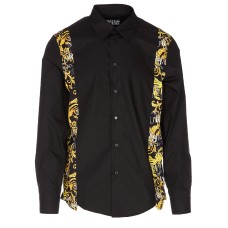 Versace Jeans Couture Camicia da Uomo Nera con stampa Logo Couture a contrasto sui lati
