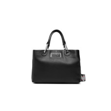 Emporio Armani Borsa a mano Nera con tracolla regolabile, estraibile logo All Over