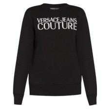 Versace Jeans Couture  Felpa Nera con logo ricamato nella parte anteriore