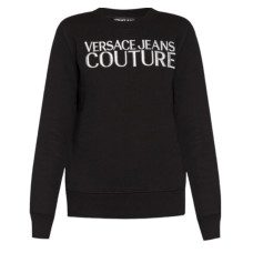 Versace Jeans Couture  Felpa Nera con logo ricamato nella parte anteriore