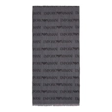 EMPORIO ARMANI SCARF GRIGIO LETTERING ALL OVER