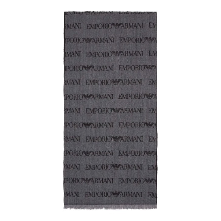 EMPORIO ARMANI SCARF GRIGIO LETTERING ALL OVER