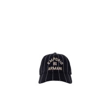 EMPORIO ARMANI CAPPELLO DA BASEBALL BLU NAVY CON LOGO LETTERING GOLD RICAMATO