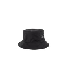 EMPORIO ARMANI CLOCHE UNISEX IN NYLON BLACK CON PATCH CON LOGO LETTERING WHITE DOUBLE-FACE CON LOGO LETTERING ALL OVER