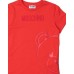 Moschino T-shirt rossa a manica corta con maxi stampa Teddy Bear e logo lettering