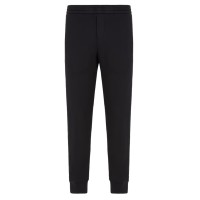 EMPORIO ARMANI PANTALONI JOGGER BLACK IN DOUBLE JERSEY DI MISTO COTONE CON BANDE CON LOGO LETTERING