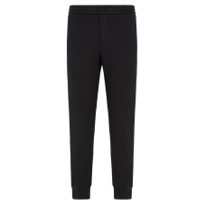 EMPORIO ARMANI PANTALONI JOGGER BLACK IN DOUBLE JERSEY DI MISTO COTONE CON BANDE CON LOGO LETTERING
