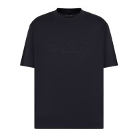 EMPORIO ARMANI T-SHIRT BLUE A MANICA CORTA IN JERSEY LIGHT CON RICAMO LOGO A RILIEVO ASV