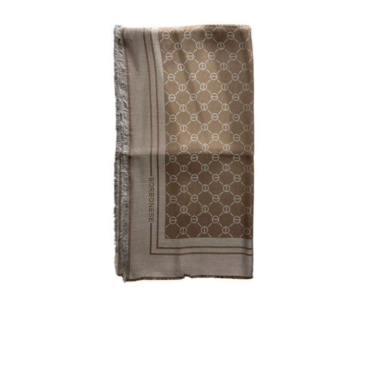 BORBONESE MAXI FOULARD TORTORA JACQUARD VITI 