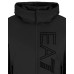 EA7 EMPORIO ARMANI BOMBER JACKET BLACK CON CAPPUCCIO ESTRAIBILE E MAXI LOGO LETTERING RICAMATO TONO SU TONO 