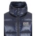 EA7 EMPORIO ARMANI BOMBER JACKET BLUE CON CAPPUCCIO E PATCH CON LOGO LETTERING