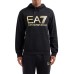 EA7 EMPORIO ARMANI FELPA CON CAPPUCCIO IN COTONE BLACK CON MAXI LOGO LETTERING GOLD